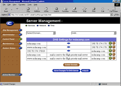 Save Changes To DNS Server button