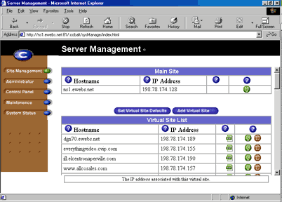 Add Virtual Site button on the Site Management screen